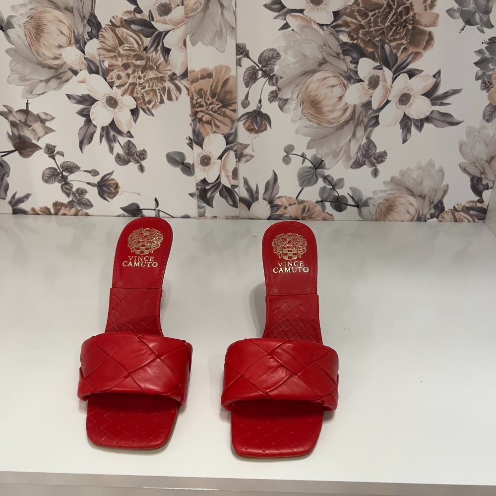 Vince Camuto Woven Strap Dress Mule Heeled Sandal